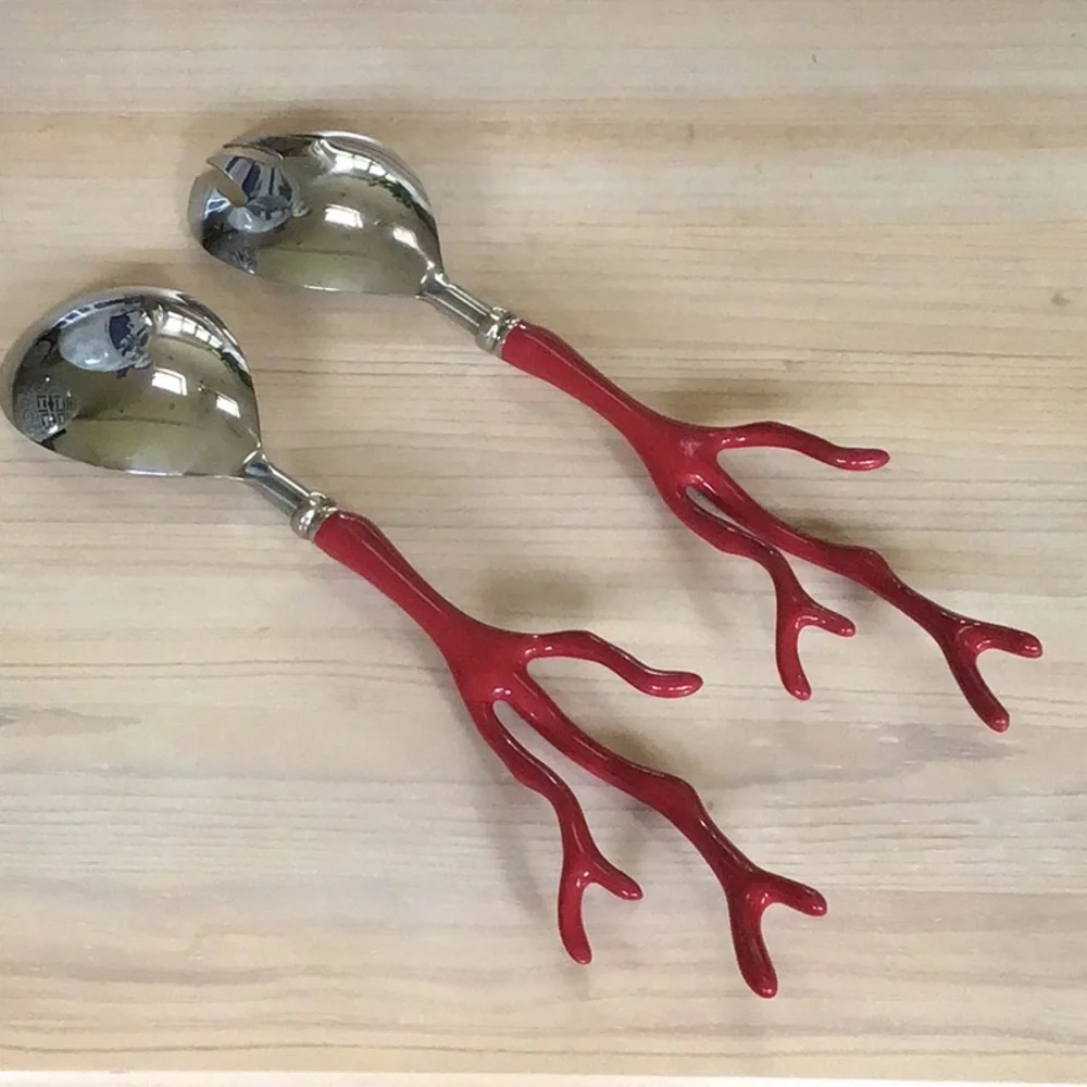 Pottery Barn Coral Serving Set Utensils Serveware Servers Spoon Spork Co…